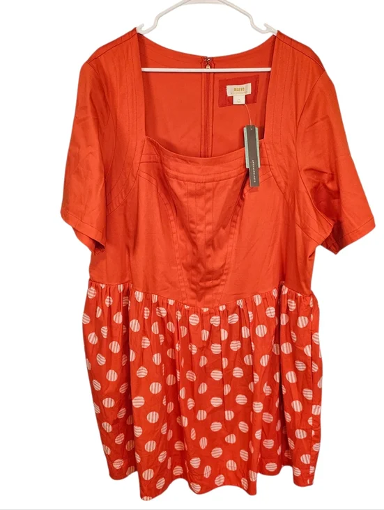 Maeve Anthropologie Short Sleeve Polka Dot Square Neck Mini Dress Basque Waist - Picture 2 of 9